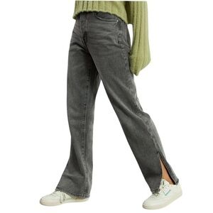 PacSun Women’s Slit Hem Dad Jeans Size 24 Gray High Waist Button Fly Slouchy